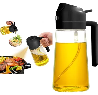 Ölspender 2-in-1 Sprüh- & Gießflasche 470 ml Glas schwarz