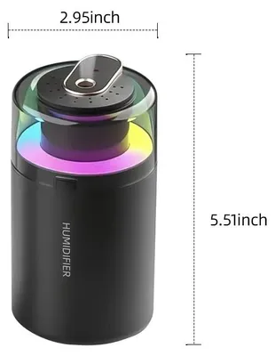 Produktbild von 2-in-1 Auto-Luftbefeuchter mit Aroma-Diffuser, RGB-LED-Sternenhimmellicht, USB, 2 Sprühmodi, 160 ml - Schwarz