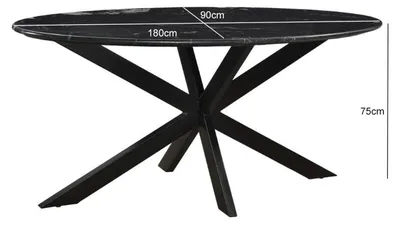 Produktbild von Esstisch Marmor Oval 180cm - Schwarz