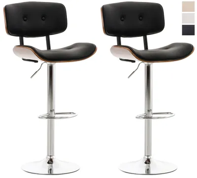 Produktbild von CLP 2er Set Barhocker Sarnia Kunstleder höhenverstellbar und 360 Grad drehbar | Farbe walnuss/schwarz