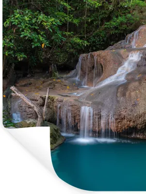Produktbild von MuchoWow® Wandtattoo Wandsticker Wandaufkleber Wasserfall - Felsen - Landschaft 120x160 cm Selbstklebend und Repositionierbar - Wierderverwendbar - Selbstklebend