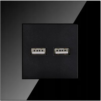 Zdjęcie produktu dla Gniazdo Czarne Podwójna Ładowarka USB 3.1A Typ A+A Zestaw z Ramką MIUUN