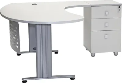 Produktbild von Schreibtisch, Chefschreibtisch, Winkelschreibtisch "Gela", Grau, rechts gewinkelt
