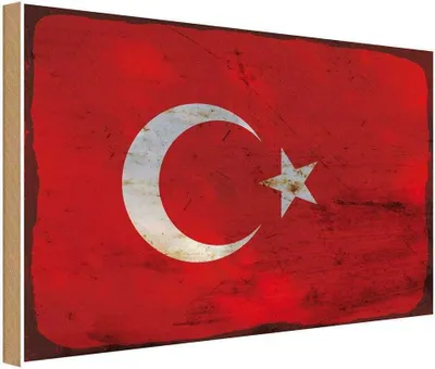 Produktbild von vianmo Holzschild 12x18 cm Türkei Turkey Rost Flagge Fahne Wappen