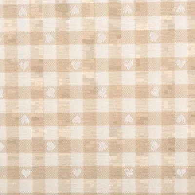 Produktbild von Dekostoff Meterware Herzchen Karo klein beige weiß 140cm