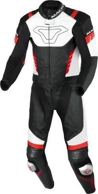 Obrázok produktu pre Dvojdielny perforovaný kožený motocyklový komplet Macna Varshall, čierno-bielo-červený, veľkosť 54