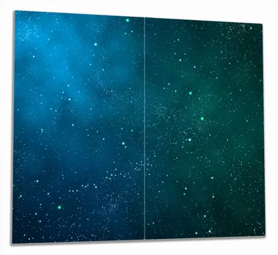 Produktbild von Wallario Herdabdeckplatte aus Glas, Größe 60 x 52 cm 2-teilig, Motiv Sternenhimmel - Milchstraße und Sterne bei Nacht