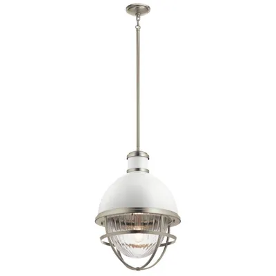 Immagine prodotto di Sospensione Contemporanea Tollis Acciaio Nichel Bianco Grande 1 Luce E27