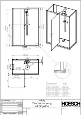Produktbild von Hoesch 8629433.101401 DA nUnity Eckversion 1400x800
