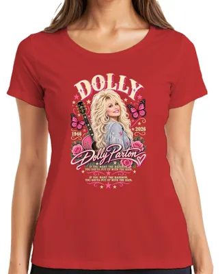 Productafbeelding van Dolly Parton. In liefdevolle herinnering. 1946-2026. Country muzieklegende. RIP. Dames T-shirt, rood, XXL