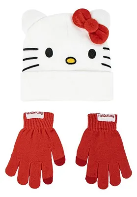 Zdjęcie produktu dla Czapka i rękawiczki Hello Kitty białe 2 szt