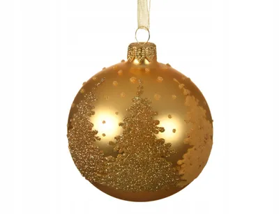 Imagen del producto de Adorno navideño esférico de vidrio, color dorado mate, 8 cm de diámetro