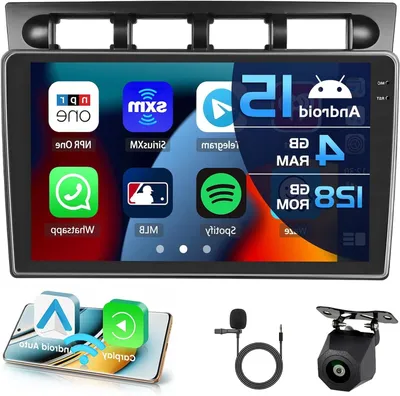 Image de Autoradio avec écran tactile de 9 pouces intégré, système Android 15, 4 Go de RAM et 128 Go de stockage, unité de navigation
