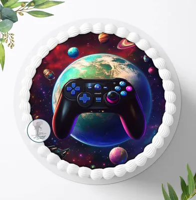 Produktbild von Für die Geburtstags Torte ein Tortenaufleger, Zuckerbild mit dem Motiv: Gamer, Essbares Foto für Torten, Fondant, Ø 20cm, 2498z