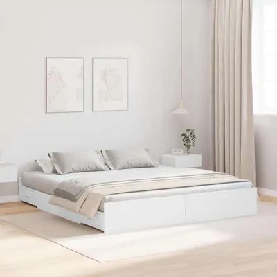 Image de Maison Exclusive - Cadre de lit avec rangement avec tête de lit Blanc 180 x 200 cm