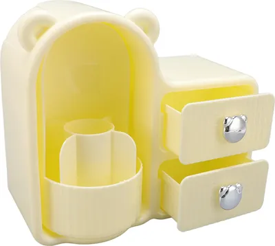 Produktbild von Make-up-Organizer mit drehbarer Halterung, Schublade, für den Schreibtisch oder zur Wandmontage, Kosmetikaufbewahrungsbox für Schlafzimmer und Badezimmer, cremeweiß
