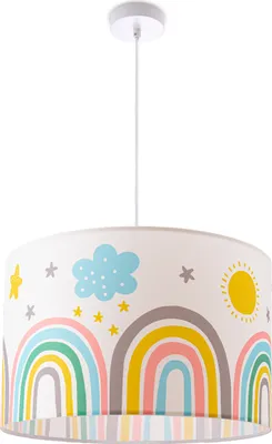 Produktbild von Deckenlampe Kinder Pendelleuchte Kinderzimmer Stoffschirm Rund Bunt Baby E27