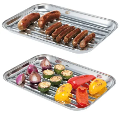 Image de bremermann Set de 2 plats à griller, poêle à griller en acier inoxydable, env. 35 x 24,5 cm