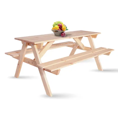 Produktbild von Kindergarnitur Picknicktisch mit 2 Bänken aus Lärche natur Sitzgruppe innen außen
