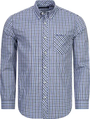 Produktbild von L|BEN SHERMAN Gingham Herren Langarm Hemd 0077860-BLUE