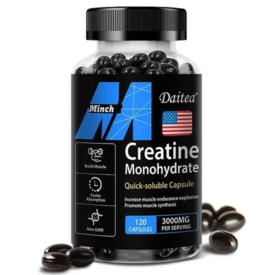 Obrázok produktu pre Kreatín monohydrát 3000 mg (120 kapsúl) Doplnok stravy, Svaly, Sila, Vytrvalosť, Energia, Zdravie svalov, Regenerácia