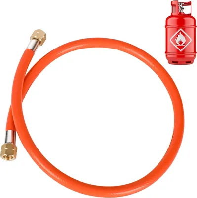 Obrázok produktu pre Plynový regulátor tlaku 50 mbar, 150 cm plynová hadica, závit 1/4 palca 19 LH, oranžová, pre gril