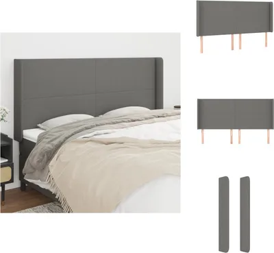 Produktbild von vidaXL Kopfteil mit Ohren Dunkelgrau 183x16x118/128 cm Stoff -  Kopf- & Fußenden