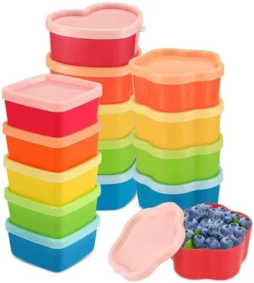 Productafbeelding van Kleine, luchtdichte plastic bakjes, set van 15, geschikt voor sauzen en kruiden