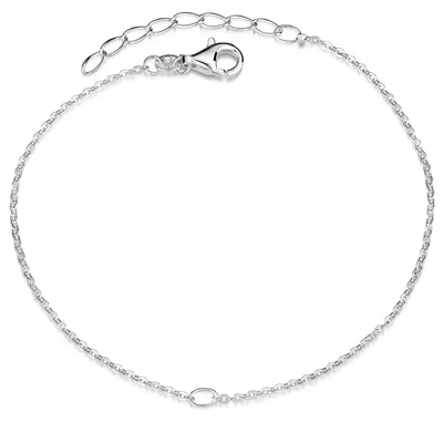 Produktbild von MATERIA Charms Armband Silber 925 mit Öse und Karabiner Verschluss - Damen Armkette 18-21cm verstellbar SA-123-Silber
