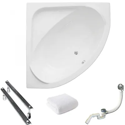 Produktbild von Aqua For You | Polimat Badewanne - Eckbadewanne - 140x140 Cm - Antibakterielle Beschichtung - Mit Siphon Und Füßen - Acryl