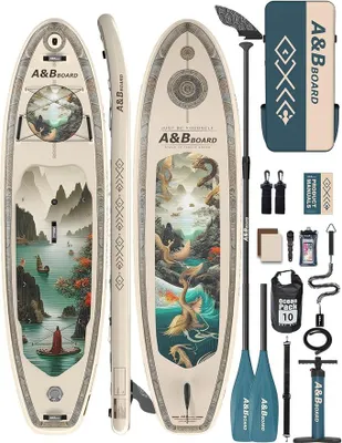 Immagine prodotto di ABBOARD Tavola da Stand Up Paddle gonfiabile, 335 cm - Tavola da stand-up paddle con accessori di alta qualità, SUP con capacità di carico di 200 kg, adatta a 2 persone, ideale per famiglie e principianti