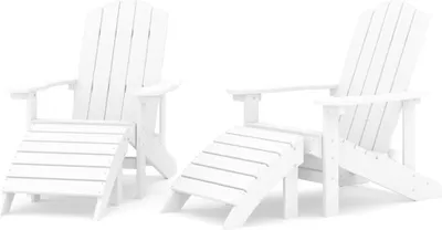 Produktbild von vidaXL Adirondack-Gartenstühle 2 Stk. mit Hockern HDPE Weiß