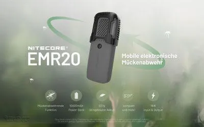 Zdjęcie produktu dla Nitecore EMR20 – odstraszacz komarów, wbudowany akumulator