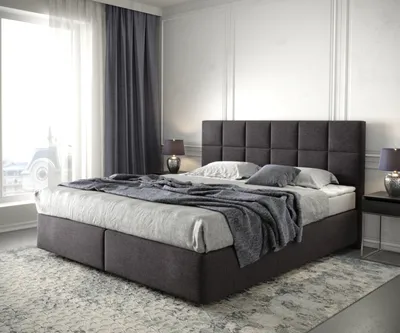 Produktbild von DELIFE Boxspringbett Dream-Fine 180x200 cm Mikrofaser Schwarz mit Matratze und Topper