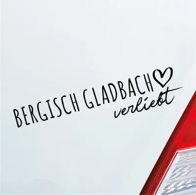 Produktbild von Auto Aufkleber Bergisch Gladbach verliebt Herz Stadt Heimat Liebe Car 19x4 cm Schwarz Glanz Sticker Heckscheibenaufkleber