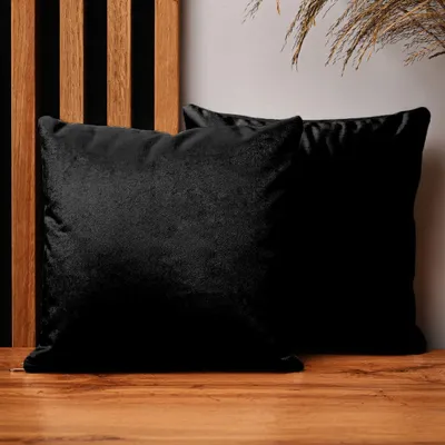 Produktbild von MG Design 2er Set Kissenbezüge 30 x 30 cm in Schwarz - mit Reißverschluss, samtig-weich, fein & dicht, pflegeleicht