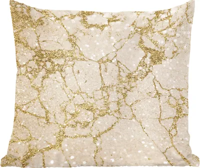 Produktbild von MuchoWow® Zierkissen Sofakissen Wohnzimmer Dekokissen 50x50 cm Marmor - Gold - Glitter - Komfort - Sofakissen