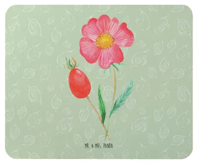 Produktbild von Mr. & Mrs. Panda Mousepad Blume Hagebutte - Blattgrün - Geschenk, Garten, Mauspad, computer, mausteppich, pc, Lebensfreude, Schlechte Gedanken, Mouse Pad