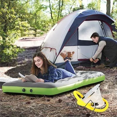 Produktbild von Fußpumpe, tragbar, Balgdesign - 30x24x7 cm - 710 g - Für Kajak und Schlauchboote - Luftpumpe