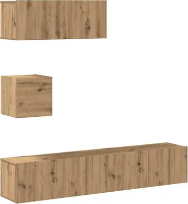 Immagine prodotto di vidaXL Set di mobili TV a 4 pezzi con montaggio a parete in legno di quercia artigianale
