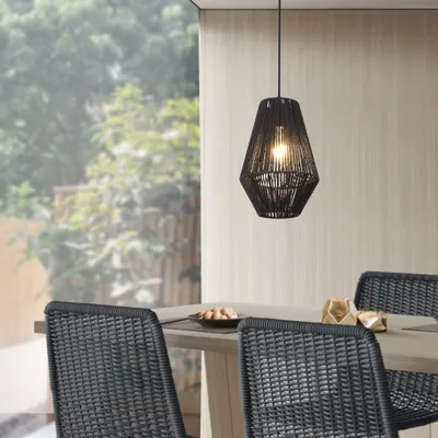 Produktbild von Hängeleuchte 'Newtownabbey' Seil Hängelampe 160cm Schwarz