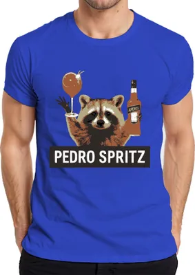 Immagine prodotto di Maglietta Pedro Spritz Raccoon Aperol Spritz Cocktail Summer Gift Uomo, Blu, L
