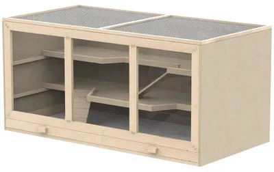 Zdjęcie produktu dla Klatka dla chomika i innych małych zwierząt | Kolor: Naturalny kolor drewna | Wymiary: 57x115x55 cm