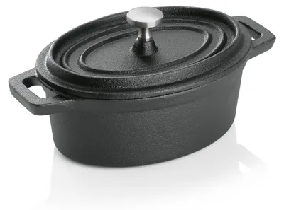 Zdjęcie produktu dla Kokilka żeliwna czarna 12,5 x 9,5 x 6,5 cm z pokrywką