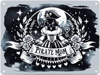 Produktbild von Piratenbraut Metallschild in 15x20 cm mit Spruch Pirate Mom