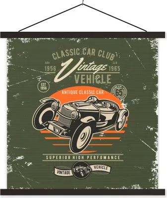 Produktbild von MuchoWow® Textilposter Oldtimer - Oldtimer - Auto 90x90 cm mit schwarzem Rahmen - Magnetisches