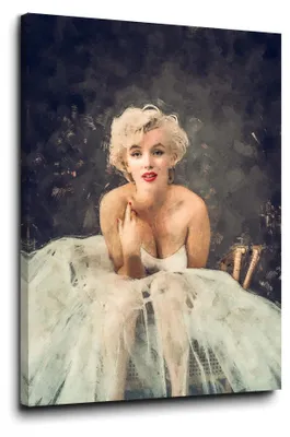 Produktbild von Blonde Schönheit im weißen Kleid Pop Art Wandbild: 40x60x2cm