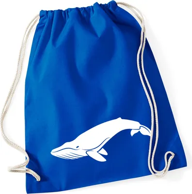 Produktbild von Huuraa Turnbeutel Wal Silhouette 12 Liter Bright Royal Baumwolle Rucksack Geschenkidee