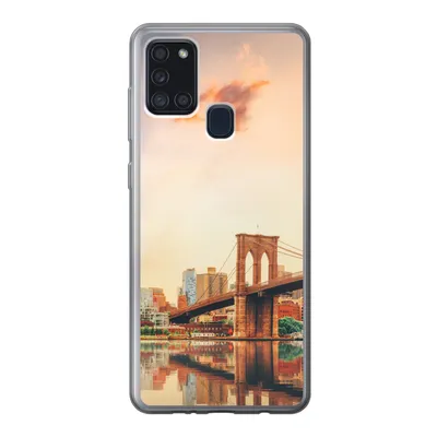 Produktbild von MuchoWow® Handyhülle Schutzhülle Hülle für Samsung Galaxy A21s New York - Brooklyn - Brücke - Sonnenuntergang Silikon Softcase Handy Hülle - Hartschale