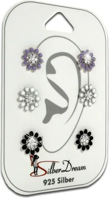 Produktbild von SilberDream Set 3er Ohrringe Ohrstecker 925 Silber Zirkonia Damen SDS615FW
